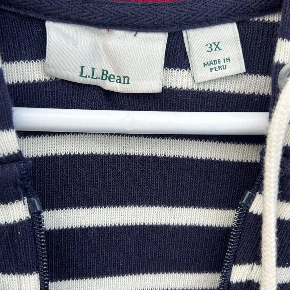 L.L. Bean Navy/White Full Zip Sweater Jacket~Women’s Size 3X - Picture 3 of 5